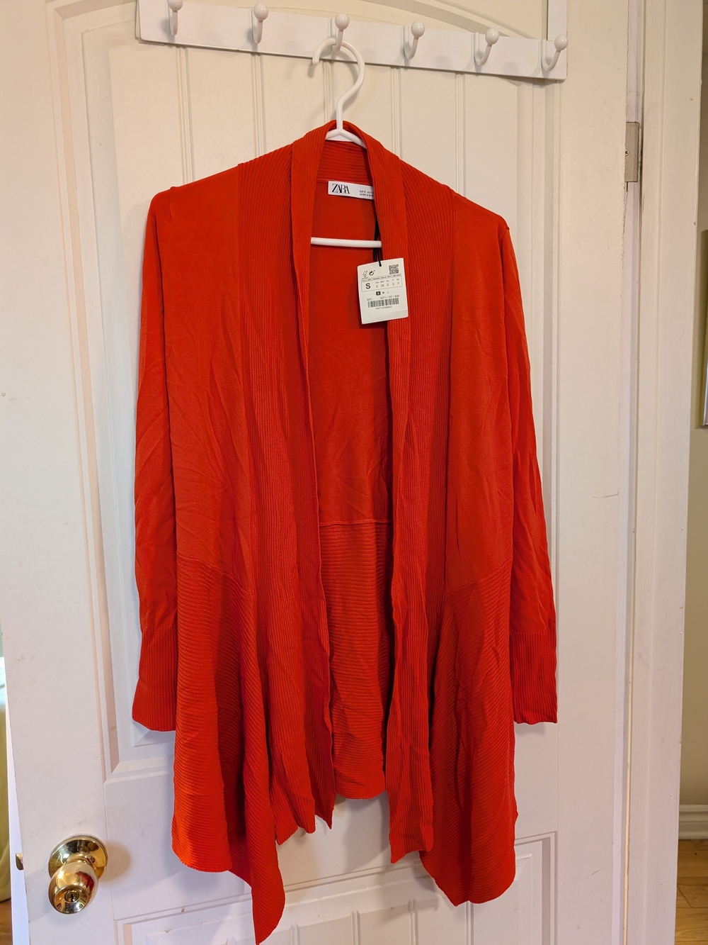 Zara Open-Front Draped Cardigan Sweater - Bright Red